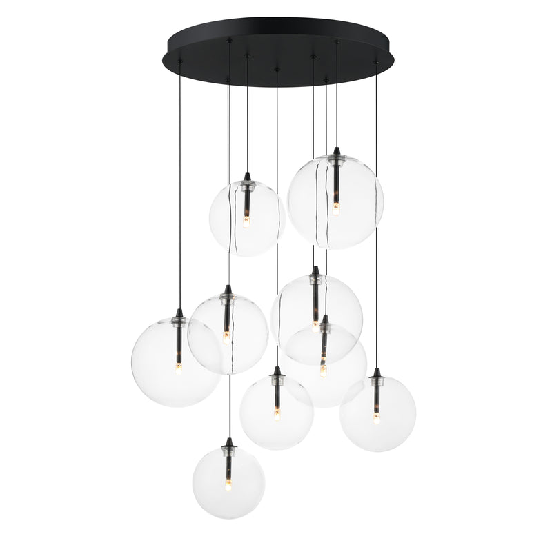 ET2 E25077-18BK Global 9 Light LED Chandelier | Black