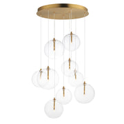 ET2 E25077-18NAB Global 9 Light LED Chandelier | Natural Aged Brass