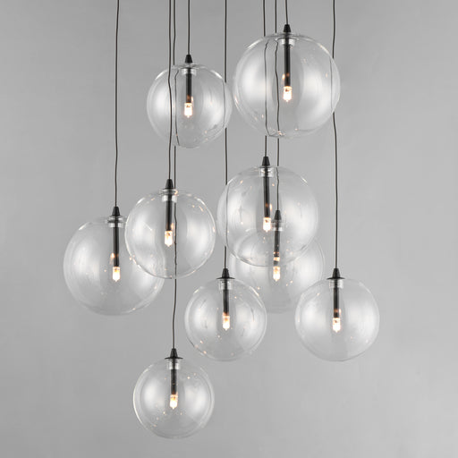 ET2 E25077-18BK Global 9 Light LED Chandelier | Black