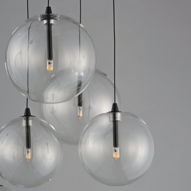 ET2 E25077-18BK Global 9 Light LED Chandelier | Black