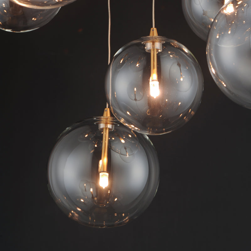 ET2 E25077-18NAB Global 9 Light LED Chandelier | Natural Aged Brass
