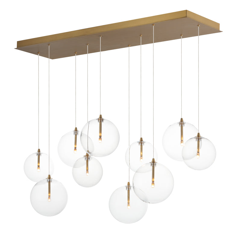 ET2 E25079-18NAB Global 10 Light LED Pendant | Natural Aged Brass