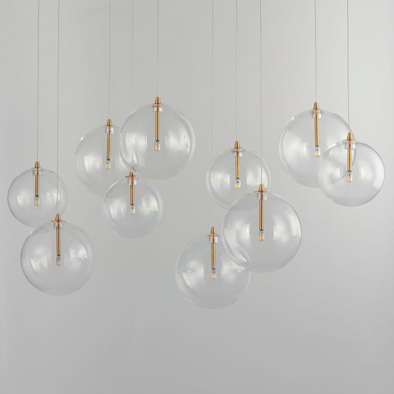 ET2 E25079-18NAB Global 10 Light LED Pendant | Natural Aged Brass
