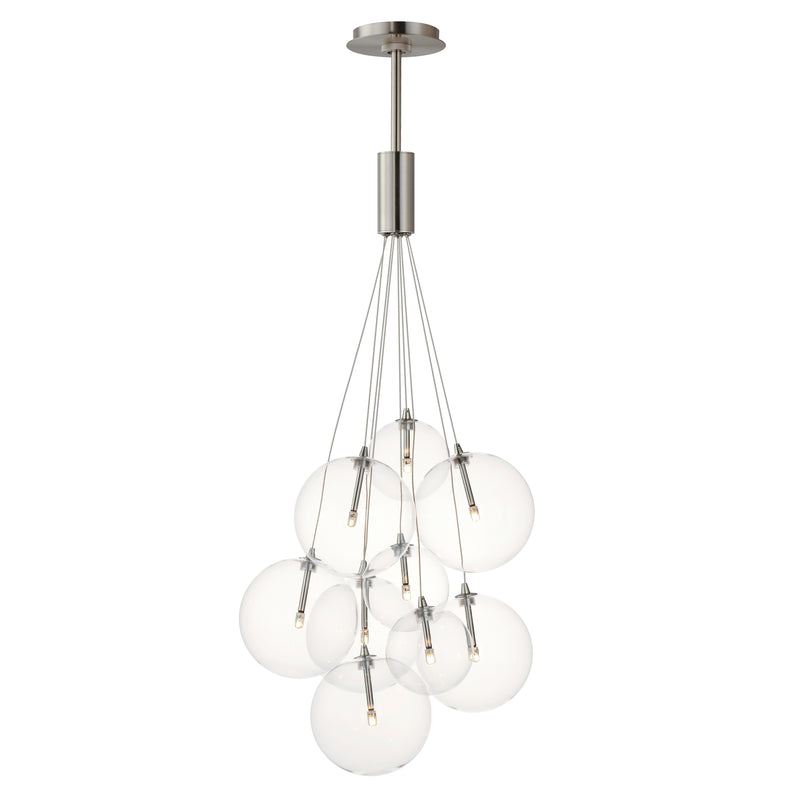 ET2 E25087-18SN Burst 9 Light LED Pendant Clear | Satin Nickel