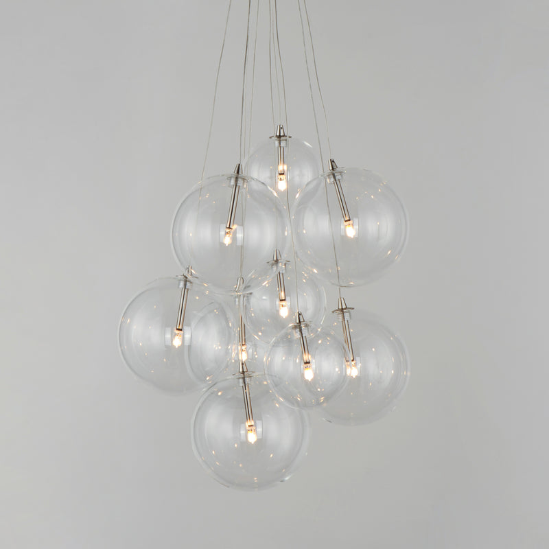 ET2 E25087-18SN Burst 9 Light LED Pendant Clear | Satin Nickel
