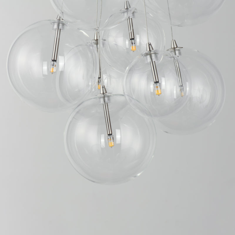 ET2 E25087-18SN Burst 9 Light LED Pendant Clear | Satin Nickel