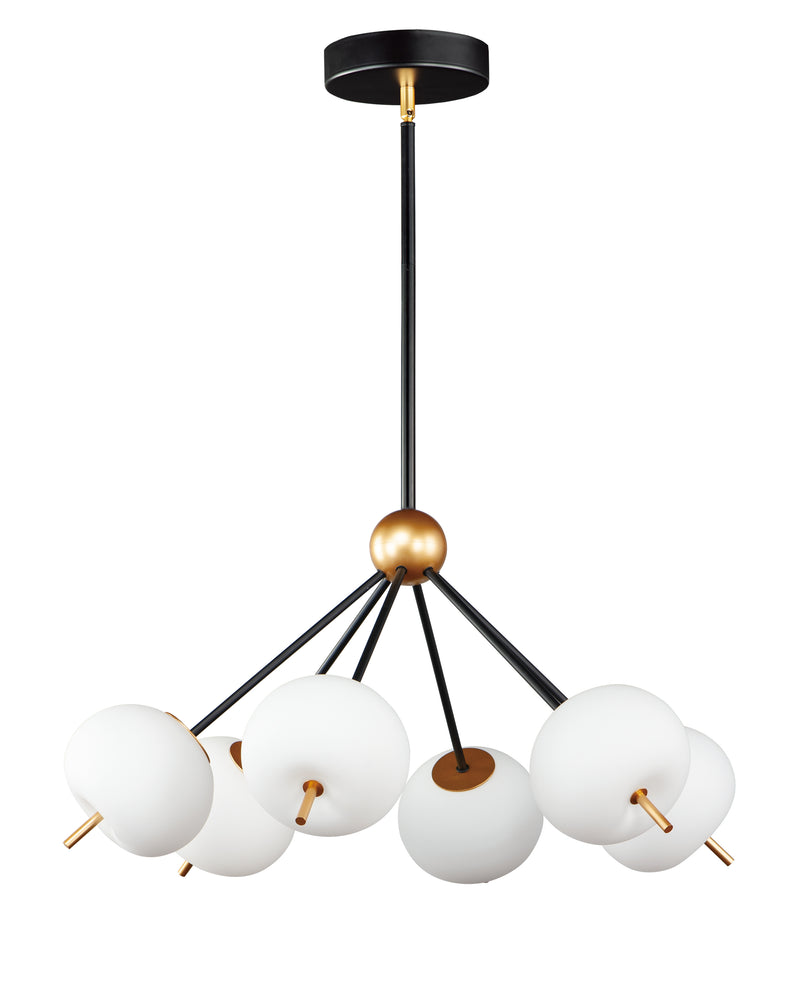 ET2 E25116-92BKGLD Quest 6 Light LED Pendant | Black / Gold