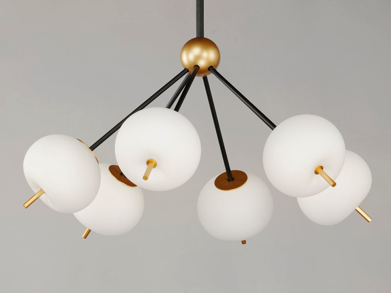 ET2 E25116-92BKGLD Quest 6 Light LED Pendant | Black / Gold