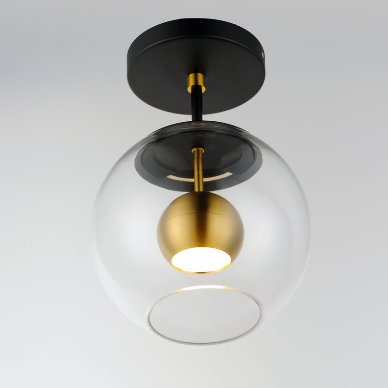 ET2 E25150-BKNAB Nucleus LED Flush Mount | Black / Natural Aged Brass