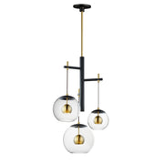ET2 E25156-BKNAB Nucleus 3 Light LED Pendant | Black / Natural Aged Brass