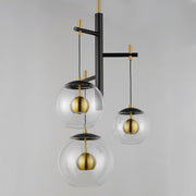 ET2 E25156-BKNAB Nucleus 3 Light LED Pendant | Black / Natural Aged Brass