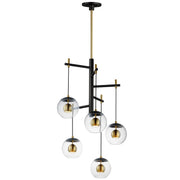 ET2 E25158-BKNAB Nucleus 5 Light LED Pendant | Black / Natural Aged Brass