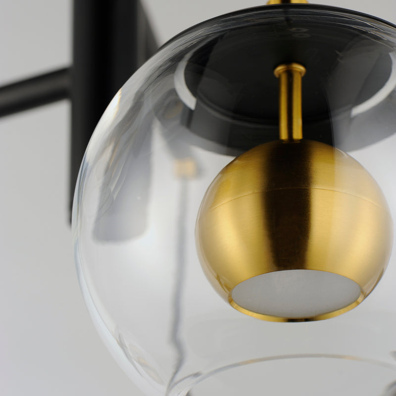 ET2 E25158-BKNAB Nucleus 5 Light LED Pendant | Black / Natural Aged Brass