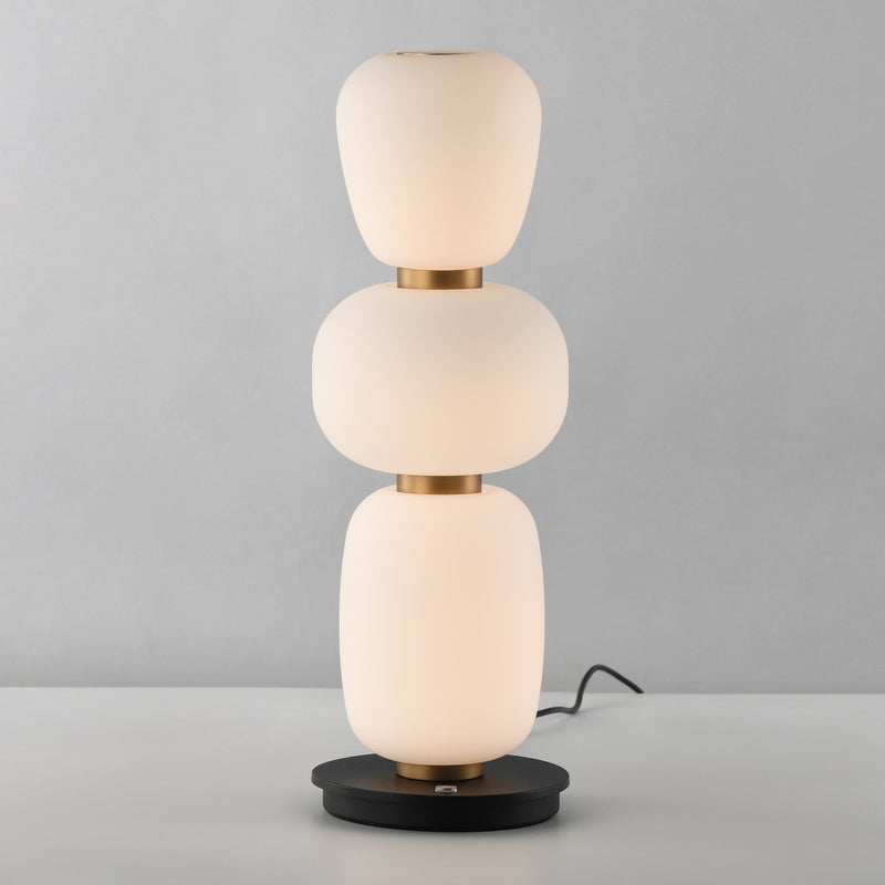 ET2 E25167-92BKGLD Soji Triple Stack Portable Lamp | Black / Gold