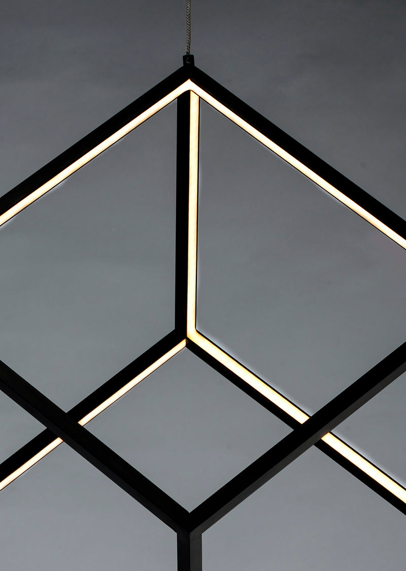 ET2 E30582-BK 4 Square 1 Light LED Pendant | Black