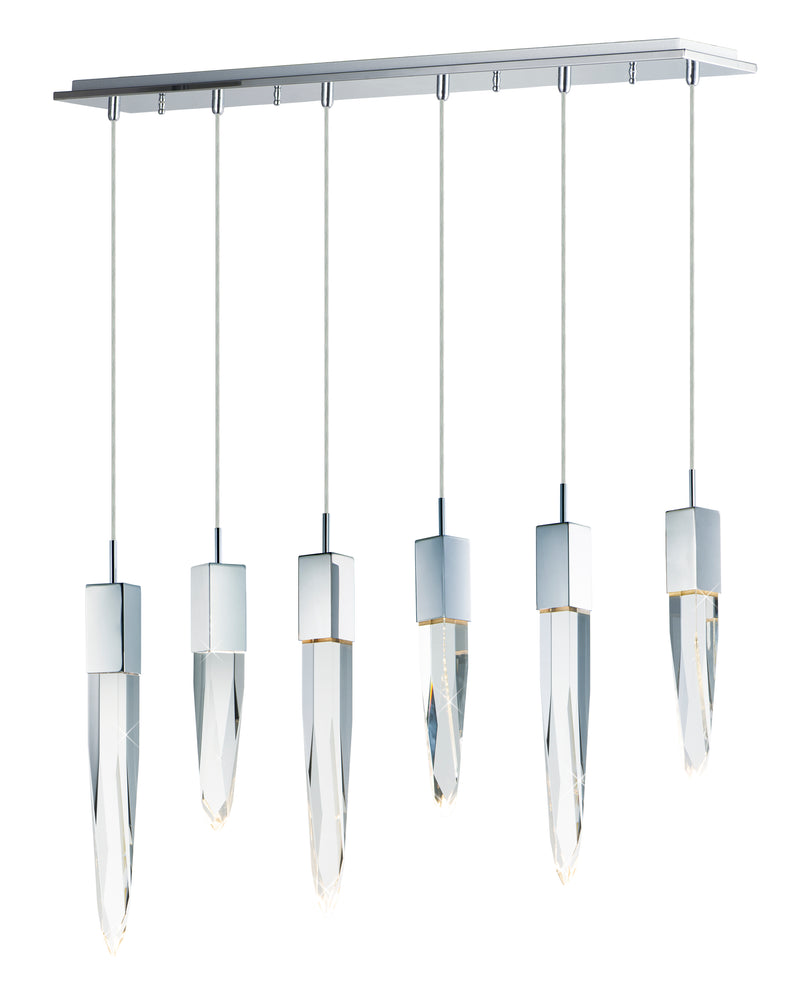 ET2 E31245-20PC Quartz 6 Light LED Pendant | Polished Chrome
