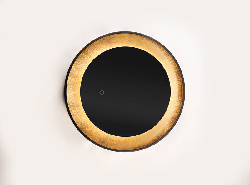 ET2 E42036-GLBK Floating LED Mirror Round 23.5" | Gold Leaf / Black