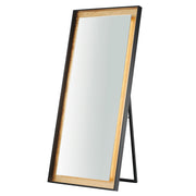 ET2 E42046-GLBK Floating 30" x 67" LED Free Standing Mirror | Gold Leaf / Black