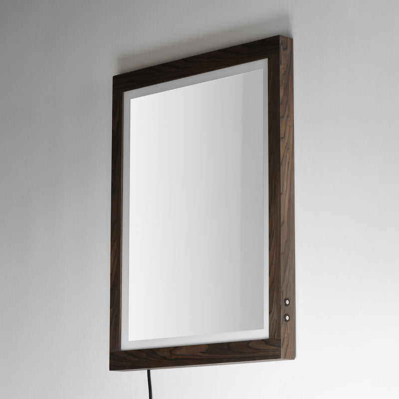 ET2 E42052-WN Sawyer 24"x32" Walnut Framed LED Mirror | Walnut