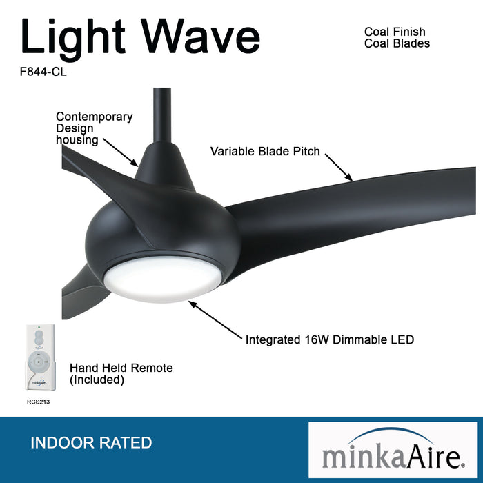 Minka Aire F844-CL Light Wave 52 in. LED Indoor Coal Ceiling Fan with Remote