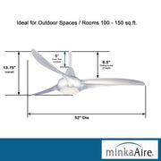 Minka Aire F844-SL Light Wave 52 in. LED Indoor Silver Ceiling Fan with Remote - ALCOVE LIGHTING