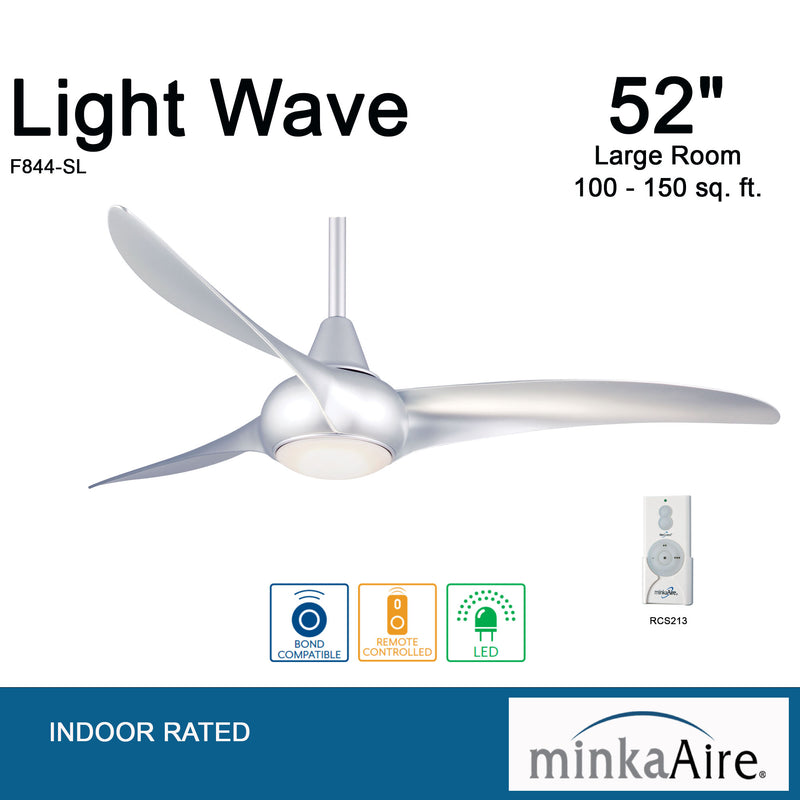 Minka Aire F844-SL Light Wave 52 in. LED Indoor Silver Ceiling Fan with Remote - ALCOVE LIGHTING