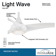 Minka Aire F844-WH Light Wave 52 in. LED Indoor White Ceiling Fan with Remote - ALCOVE LIGHTING
