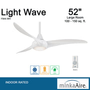 Minka Aire F844-WH Light Wave 52 in. LED Indoor White Ceiling Fan with Remote - ALCOVE LIGHTING