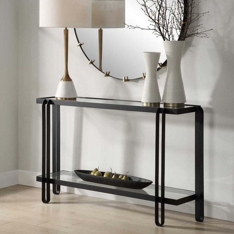 Uttermost 24233 Shadow Black Iron Console Table