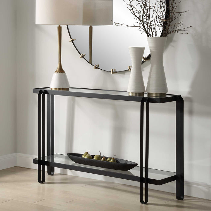 Uttermost 24233 Shadow Black Iron Console Table