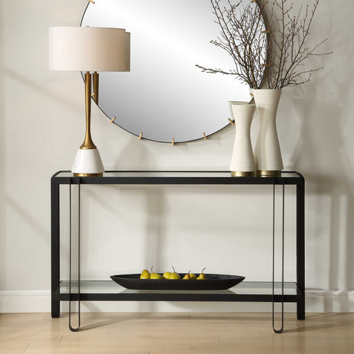 Uttermost 24233 Shadow Black Iron Console Table