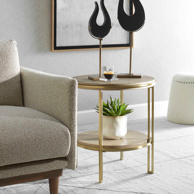 Uttermost 25747 Elise Round Brass Side Table