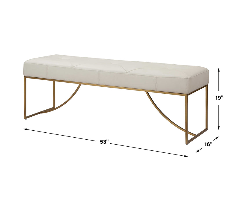 Uttermost 23843 Swale Ivory Leather Bench