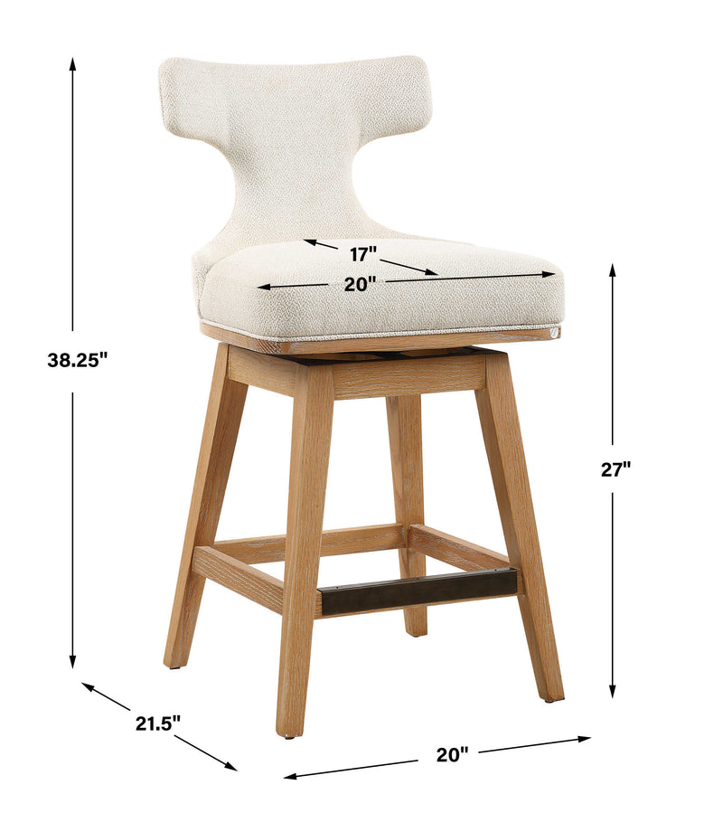 Uttermost 23871 Klismos Off-White Fabric Counter Stool