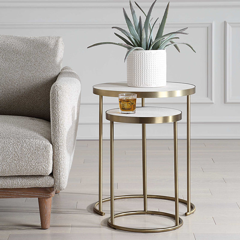 Uttermost 50007 Aragon White Nesting Tables Set/2