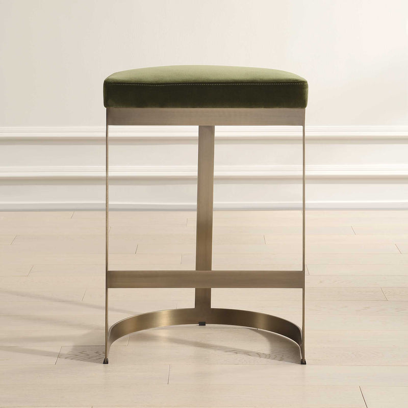 Uttermost 23869 Ivanna Brass Moss Counter Stool