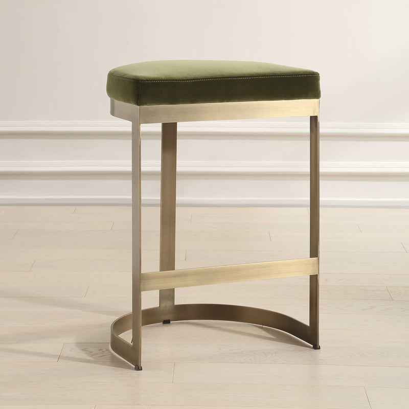 Uttermost 23869 Ivanna Brass Moss Counter Stool