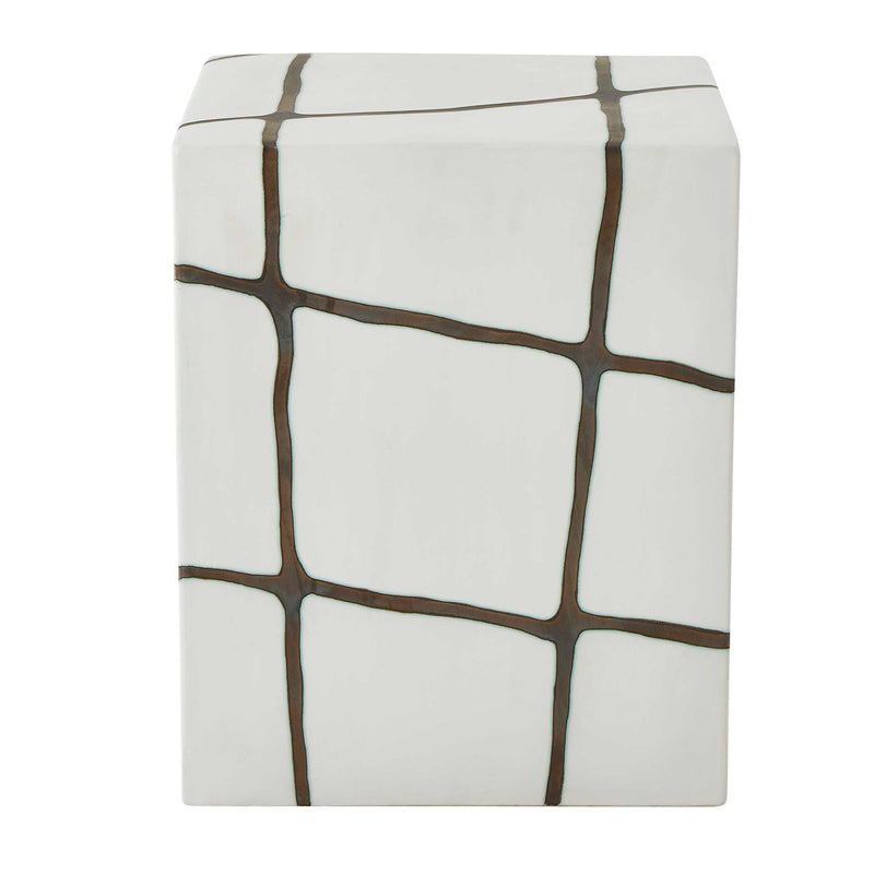 Uttermost 50207 Rocklyn White Cube Garden Stool