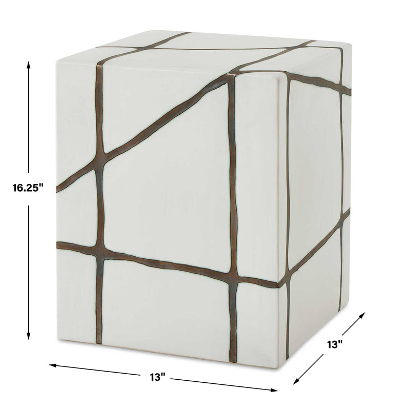 Uttermost 50207 Rocklyn White Cube Garden Stool