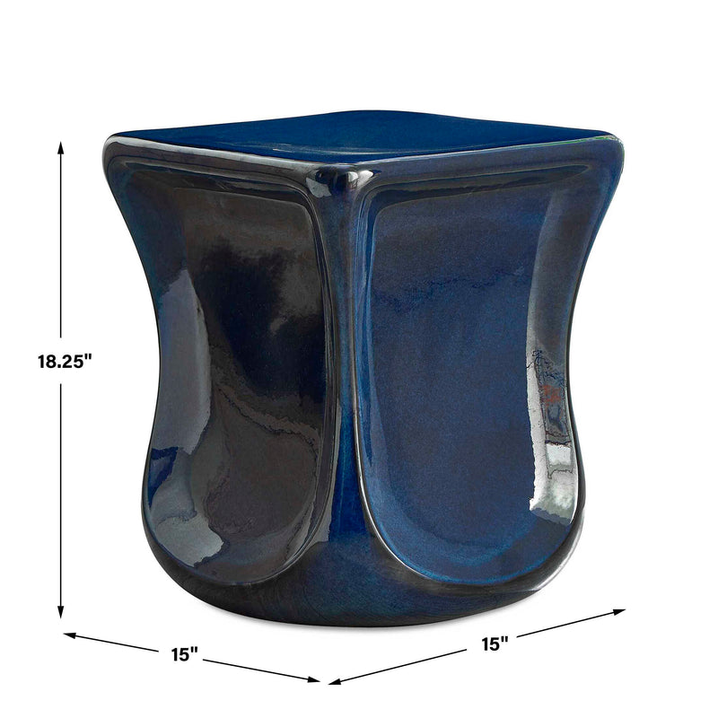 Uttermost 50208 Kaz Deep Blue Garden Stool
