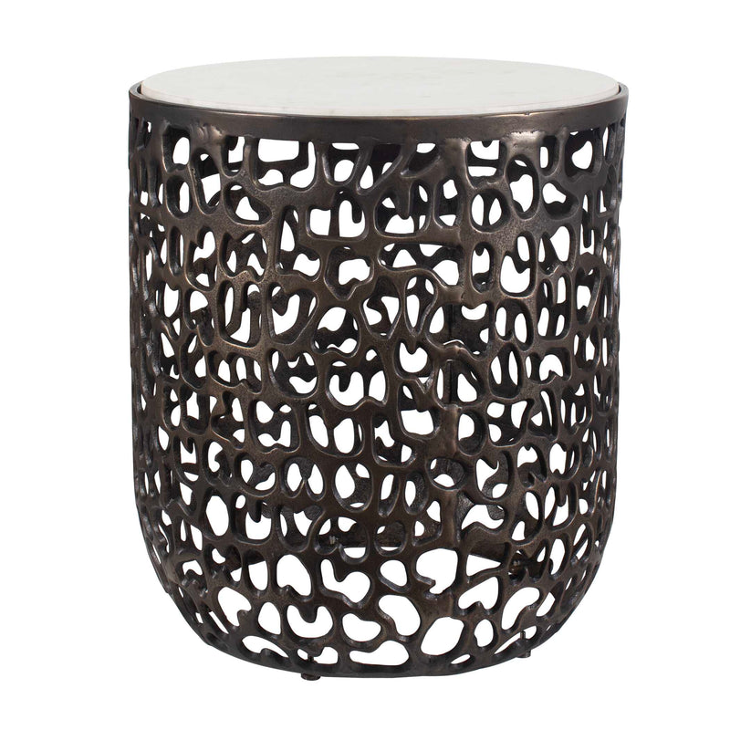 Uttermost 50227 Sabena White Marble Outdoor Side Table