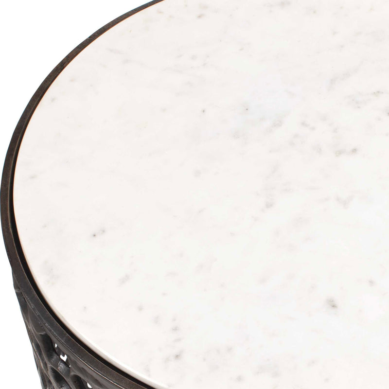 Uttermost 50227 Sabena White Marble Outdoor Side Table