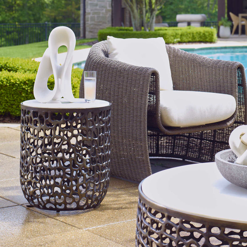 Uttermost 50227 Sabena White Marble Outdoor Side Table
