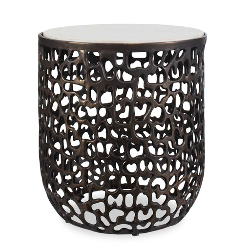 Uttermost 50227 Sabena White Marble Outdoor Side Table