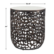 Uttermost 50227 Sabena White Marble Outdoor Side Table