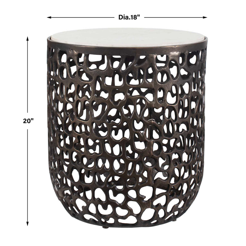 Uttermost 50227 Sabena White Marble Outdoor Side Table