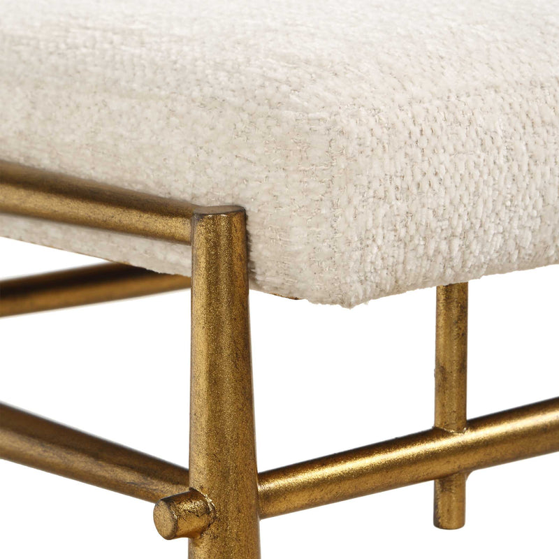 Uttermost 53039 Karleen Plush White Small Brass Bench