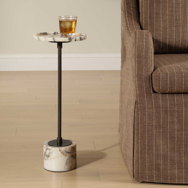 Uttermost 50356 Brunson White Marble Drink Table