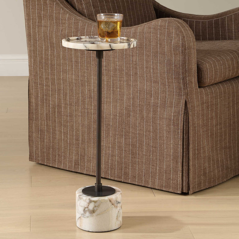 Uttermost 50356 Brunson White Marble Drink Table