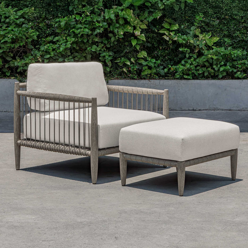 Uttermost 53124 Borneo White Cushion Outdoor Ottoman